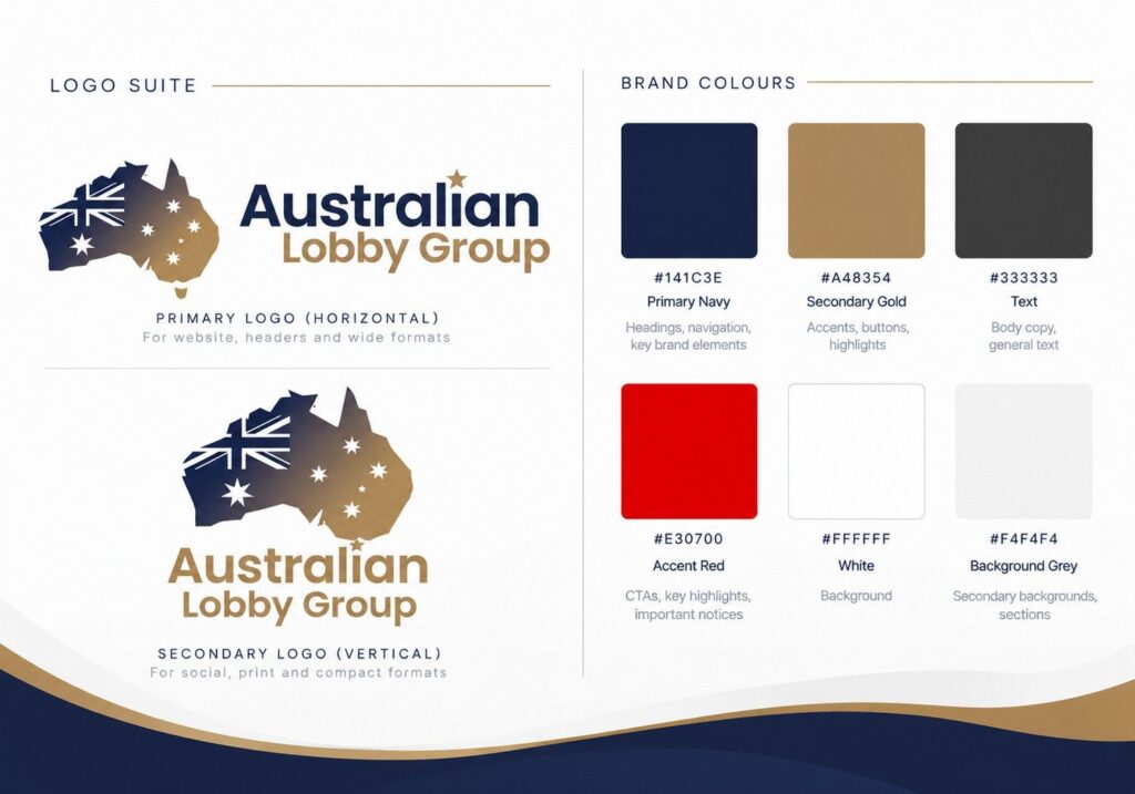The Australian Lobby Group: logo suite and brand colours
