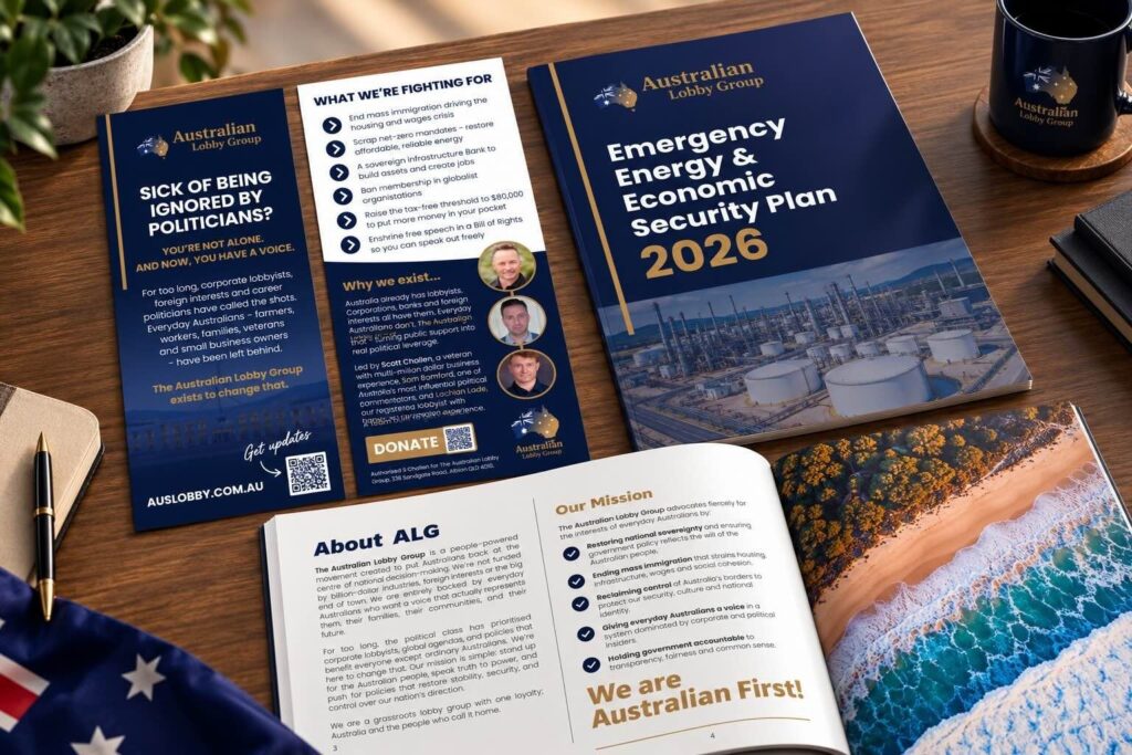 The Australian Lobby Group: DL flyer and Emergency Energy & Economic Security Plan 2026 policy booklet