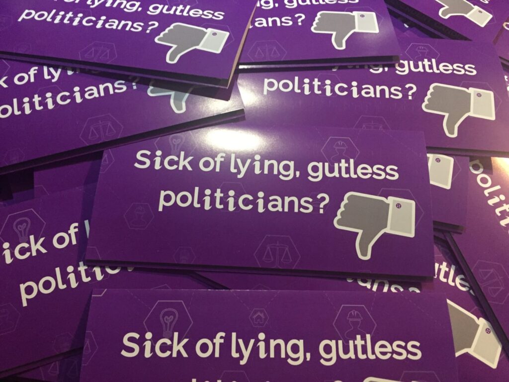 Flyers: sick of lying, gutless politicians?