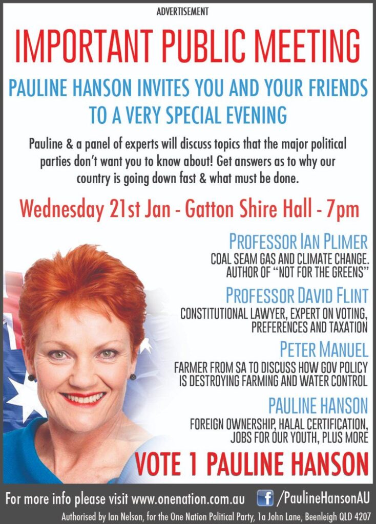 Public meeting advertisement, Gatton Star