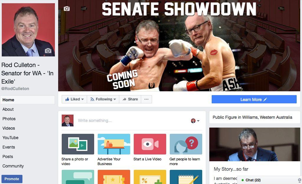 Senator Rod Culleton: Facebook page design