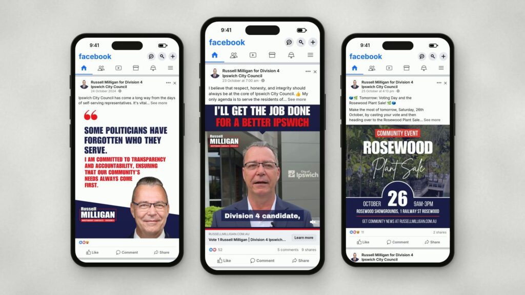 Cr Russell Milligan: Facebook posts with his achievements reel