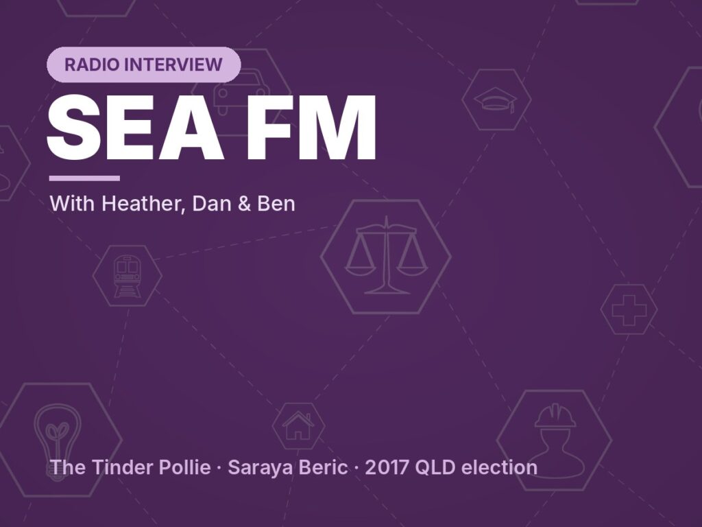The Tinder Pollie: Saraya Beric interview with Sea FM (Heather, Dan & Ben)
